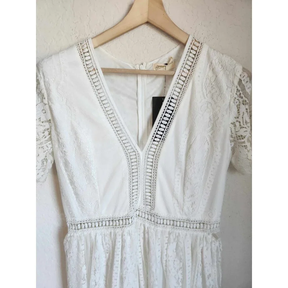 Bella Ella Lace White Maxi Dress Size Large New with tags - Picture 8 of 11